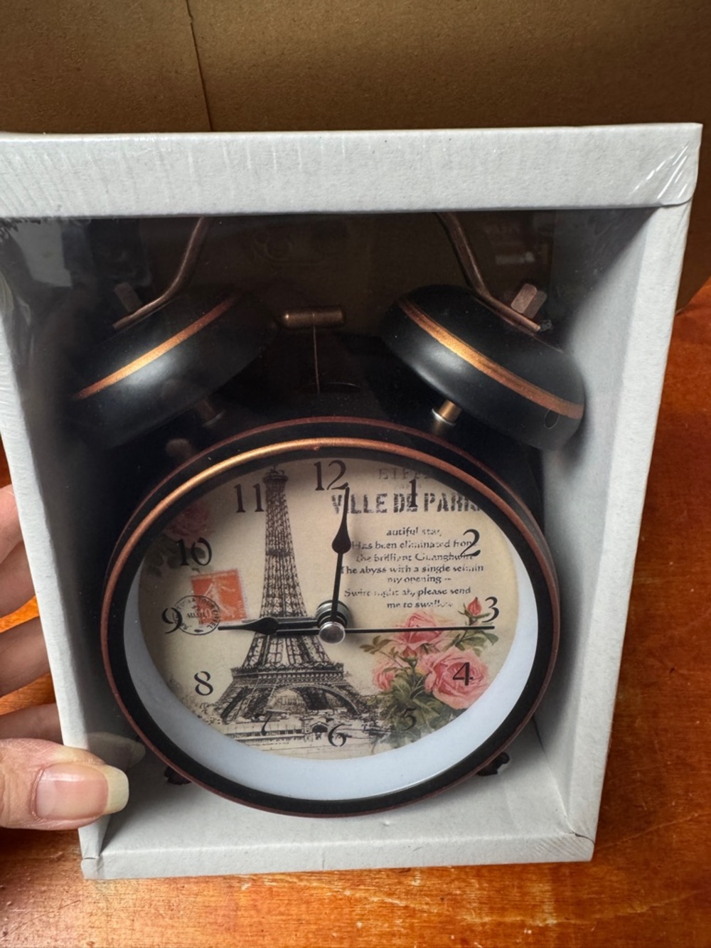 Paris Eiffel Tower Alarm Clock Vintage Retro Twin Bell Loud Alarm Desk Decor - Picture 2 of 4